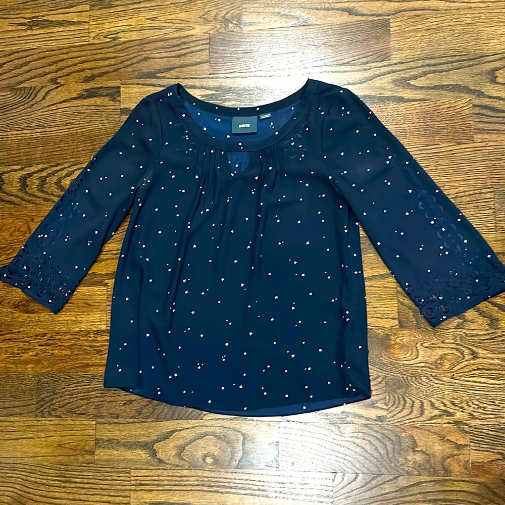 Maeve navy blue blouse with stars